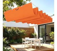 Rétractable Voiles d'ombrage 450 x 400 cm Toile Imperméable Toile d'ombrage Protection Solaire avec Oeillets et Cordons pour Patio Jardin Terrasse Extérieur Balcon, Orange