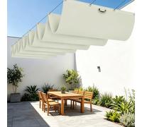Rétractable Voiles d'ombrage 450 x 500 cm Toile Imperméable Rectangulaire Imperméable Multi Couleur Taille Toiles pour Patio Jardin Terrasse Extérieur, Sable, Blanc cassé