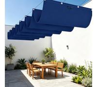 Rétractable Voiles d'ombrage 450 x 600 cm Toile Imperméable Rectangulaire Imperméable Multi Couleur Taille Toiles pour Patio Jardin Terrasse Extérieur, Sable, Bleu Foncé