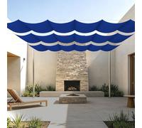 Rétractable Voiles d'ombrage 600 x 300 cm Toile Imperméable Rectangulaire Imperméable avec Oeillets et Cordons pour Patio Jardin Terrasse Extérieur Balcon, Bleu Foncé