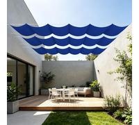 Rétractable Voiles d'ombrage 650 x 450 cm Résistant à l'eau Voiles Solaire avec Oeillets et Cordons pour Patio Jardin Terrasse Extérieur, Sable, Bleu Foncé