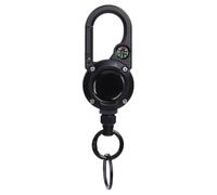 Retractable Wire Rope Keychain - Key Holder With Compass | Portable Keychain Keys Ring | Heavy Duty Badge Reel With Compass | Carabiner Key Chain For Hiking, Fishing, Camping, Mountaineering