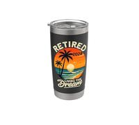 Retraité 2028 Living The Dream Tropical Beach Gobelet isotherme en acier inoxydable double paroi