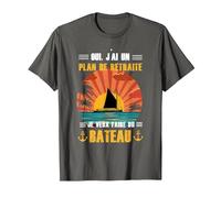 Retraite Bateau Cadeau Humour Capitaine Voilier Yacht Papy T-Shirt, Homme, Asphalte, 5XL