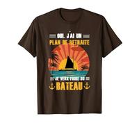 Retraite Bateau Cadeau Humour Capitaine Voilier Yacht Papy T-Shirt, Homme, Marron, XL