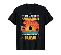 Retraite Bateau Cadeau Humour Capitaine Voilier Yacht Papy T-Shirt, Homme, Noir, XL