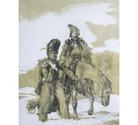 Retraite de Moscou en 1812. Soldats français un aveugle et à cheval l'autre manque un bras et menant le cheval stagger à travers des conditions atroces sur leur chemin de retour en France après la