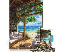 Retraite en Villa au Bord de la mer Puzzle de 1000 pièces pour Adolescents Jeu de réflexion apaisant Qualité supérieure Cadeau de Noël (38x26cm)