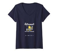 Retraite: Every Day is Saturday Calendar Humour T-Shirt avec Col en V, Femme, Bleu Marine, XXL
