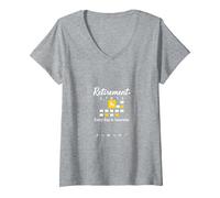 Retraite: Every Day is Saturday Calendar Humour T-Shirt avec Col en V, Femme, Gris Chiné, S