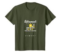 Retraite: Every Day is Saturday Calendar Humour T-Shirt, Enfant, Olive, 4 Ans
