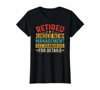 Retraité sous Une Nouvelle Direction, Voir Petits-Enfants pour Plus de détails T-Shirt Graphique avec Valeur, Femme, Noir, S