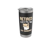 Retraitée pour devenir grand-mère chat à plein temps Gobelet isotherme en acier inoxydable double paroi