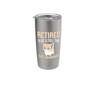 Retraitée pour devenir grand-mère chat à plein temps Gobelet isotherme en acier inoxydable double paroi
