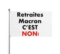 Retraites Macron C’est Non!2 Drapeau 0,9 x 1,5 m Bannière extérieure Home House Yard Sign Flags Contre la réforme des retraites