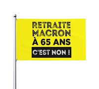 Retraites Macron C’est Non! Bannière Contre la réforme des retraites Drapeau 0,9 x 1,5 m Bannière extérieure Home House Yard Sign Flags