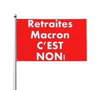 Retraites Macron C’est Non! Drapeau 0,9 x 1,5 m Bannière extérieure Home House Yard Sign Flags Contre la réforme des retraites