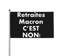 Retraites Macron C’est Non! Drapeau 0,9 x 1,5 m Bannière extérieure Home House Yard Sign Flags Contre la réforme des retraites