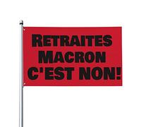 Retraites Macron C'Est Non! Bannière Contre la réforme des retraites Drapeau 0,9 x 1,5 m Bannière extérieure Home House Yard Sign Flags