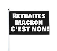 Retraites Macron C'Est Non! Bannière Contre la réforme des retraites Drapeau 0,9 x 1,5 m Bannière extérieure Home House Yard Sign Flags