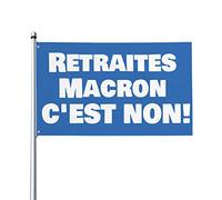 Retraites Macron C'Est Non! Bannière Contre la réforme des retraites Drapeau 0,9 x 1,5 m Bannière extérieure Home House Yard Sign Flags