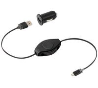 Retrak Chargeur 12V allume cigare avec câble Micro-USB rétractable 1 m
