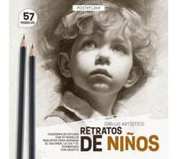 Retratos de Niños - Dibujo Artístico: Cuaderno de Estudio con 57 Modelos Realistas para Dominar el Volumen, la Luz y el Sombreado con Grafito