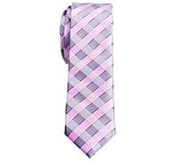 Retreez Cravate Fine Slim À carreaux Classique Tissée en Microfibres de Rose et Gris