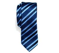 Retreez Cravate Fine Slim À rayures Preppy Tissée en Microfibres de Bleu