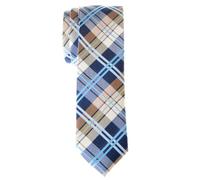 Retreez Cravate Fine Slim élégante tissée en tartan pour homme - Bleu marin et Kaki