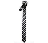 Retreez Cravate Fine Slim Motifs Carreaux Tartan Tissée en Microfibres de Noir et Gris