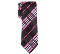 Retreez Cravate Fine Slim stylée micro-fibreuse tissée en tartan pour homme - Noir