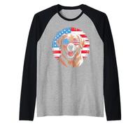 Retriever American Flag Retro 4th of July USA Manche Raglan