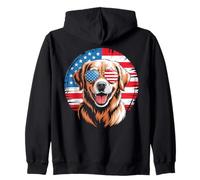Retriever American Flag Retro 4th of July USA Sweat à Capuche