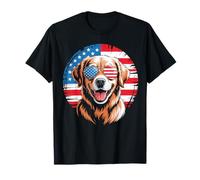 Retriever American Flag Retro 4th of July USA T-Shirt