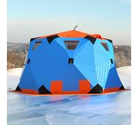 RETRIN Tente De Pêche sur Glace,Abri De Pêche sur Glace,Abri Thermique Portable avec Ancres,Cordes,Sac De Transport Et Tapis Pêche d'hiver,pour 6 Ou 10 Personnes,Montage Rapide Blue