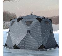 RETRIN Tente De Pêche sur Glace,Abri De Pêche sur Glace,Abri Thermique Portable avec Ancres,Cordes,Sac De Transport Et Tapis Pêche d'hiver,pour 6 Ou 10 Personnes,Montage Rapide Grey