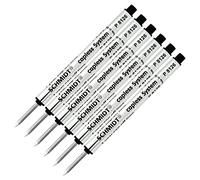 Retro 1951 Lot de 6 recharges d'encre à bille sans capuchon à pointe fine, Schmidt P8126, P8126 noir court, lot de 6 recharges Schmidt sans capuchon, compatibles avec les stylos à bille rétro 51