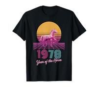 Rétro 1978 ANNÉE du Cheval CNY Zodiac Rider Fortune T-Shirt