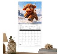 Retro 2027 Cow Calendar, Vintage Monthly Planner, Wall Decoration | Classic Farmhouse Style Artwork, 12 Month Wall Calendar for Home, Office, Kitchen, Bedroom and Country Inspired Interior