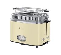 Russell Hobbs Grille Pain [Design Vintage Premium] Retro Crème (2 Tranches, 6 niveaux de brunnissage rapide, Fonction annulation, décongélation & réchauffage Viennoiserie, 1300W) Toaster 21682-56
