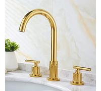 Retro, 360° Swivel spout Faucet, Hot and Cold Brass Mixer Double Cross Handles, Three-Hole Basin taps Mixers Bathroom Sink Tap, Gold