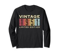 Retro 74 ans Vintage 1951 Édition Limitée Anniversaire Manche Longue