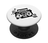 Retro 80s 90s Boom-Box Vintage Cassette Player Graphic Tee PopSockets PopGrip Adhésif