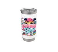 Retro 80s 90s Nostalgie Summer Vibes Beach Boombox Vacation Gobelet isotherme en acier inoxydable double paroi