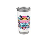 Retro 80s 90s Nostalgie Summer Vibes Beach Boombox Vacation Gobelet isotherme en acier inoxydable double paroi