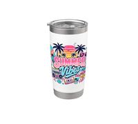 Retro 80s 90s Nostalgie Summer Vibes Beach Boombox Vacation Gobelet isotherme en acier inoxydable double paroi