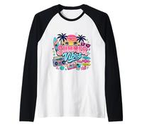 Retro 80s 90s Nostalgie Summer Vibes Beach Boombox Vacation Manche Raglan