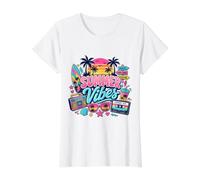 Retro 80s 90s Nostalgie Summer Vibes Beach Boombox Vacation T-Shirt Graphique avec Valeur