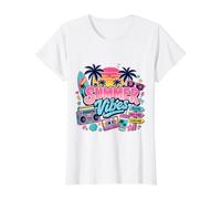 Retro 80s 90s Nostalgie Summer Vibes Beach Boombox Vacation T-Shirt Graphique avec Valeur